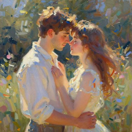 Impressionist Lovers' Embrace Painting