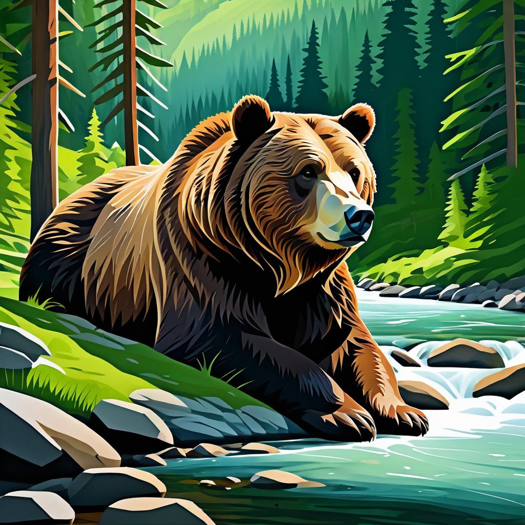 Majestic Grizzly Bear by Serene River