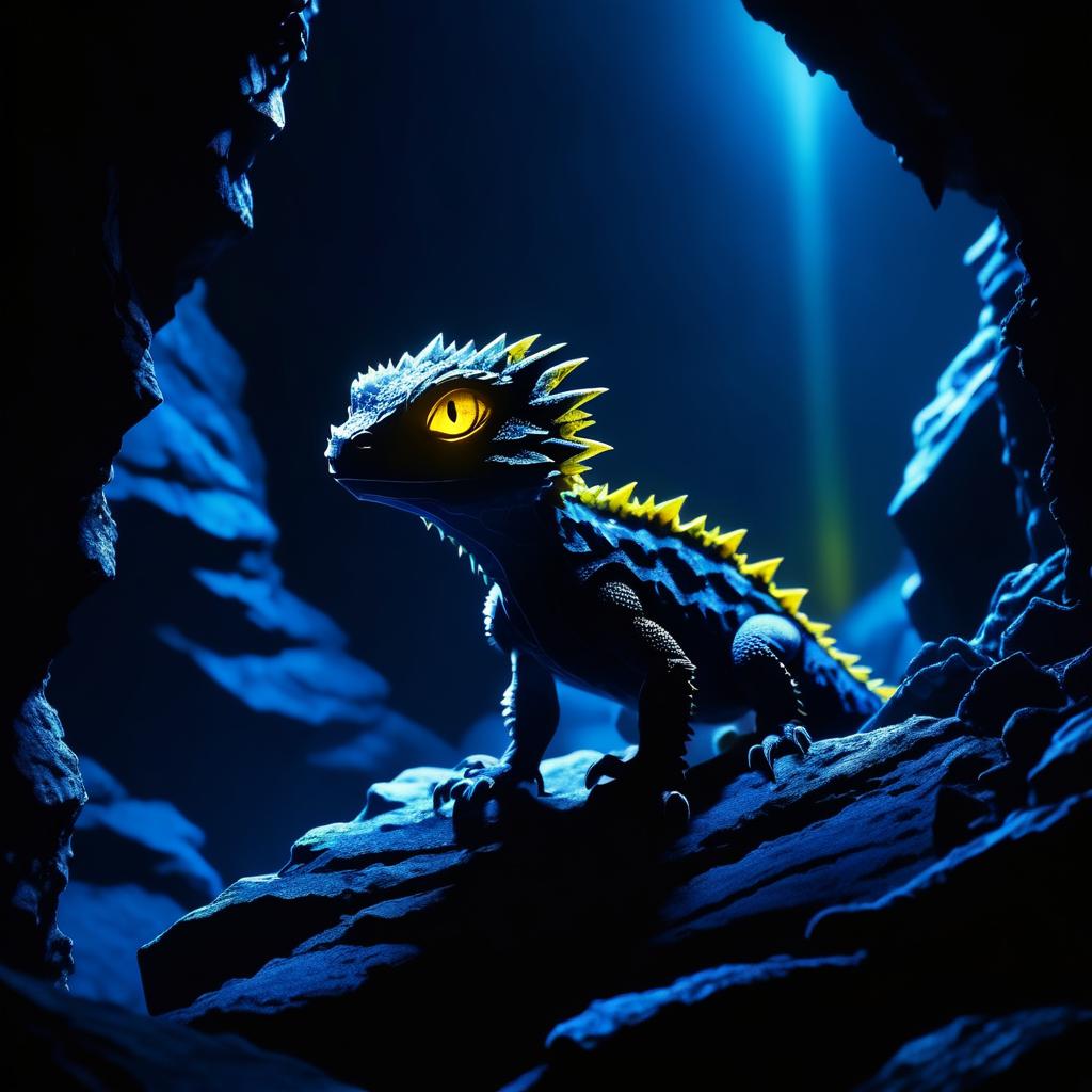 Eerie Lizard in a Dim Cave