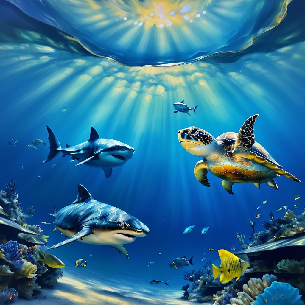 Turtle and Shark: Dramatic Ocean Encounter