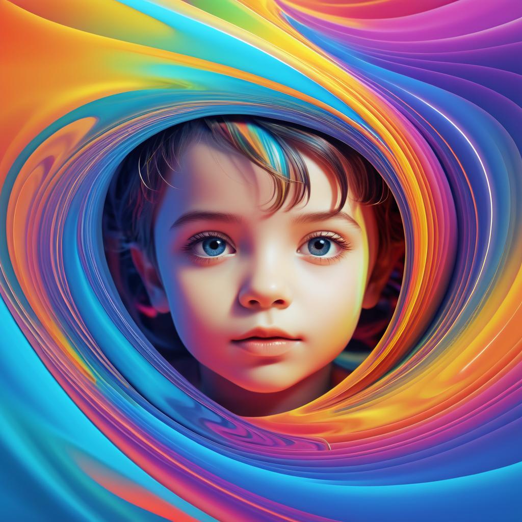 Vibrant 3D Child Face Illustration