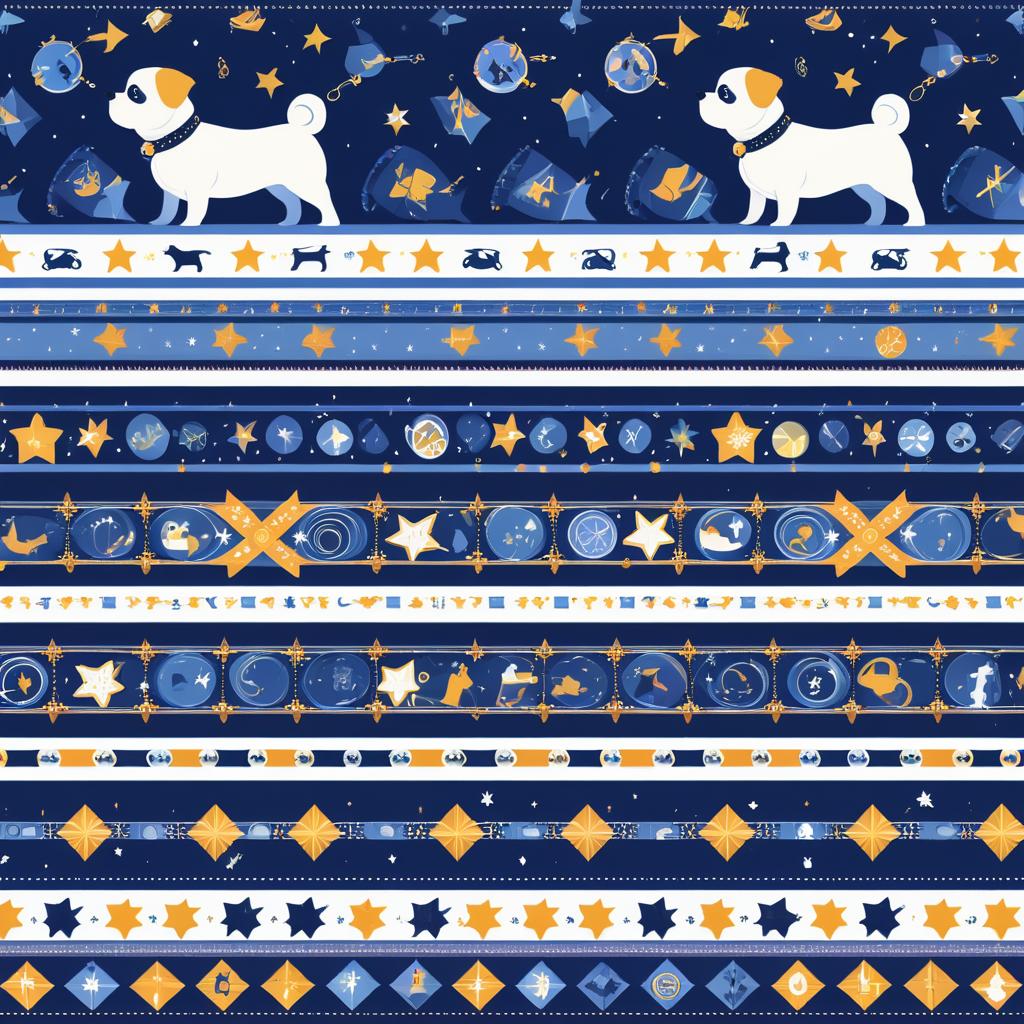 Charming Scarf Pattern with Pugs and Stars