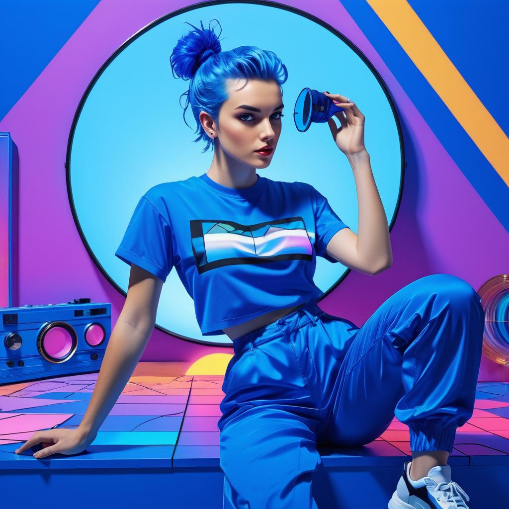 90s Retro Style Electric Blue Vibe