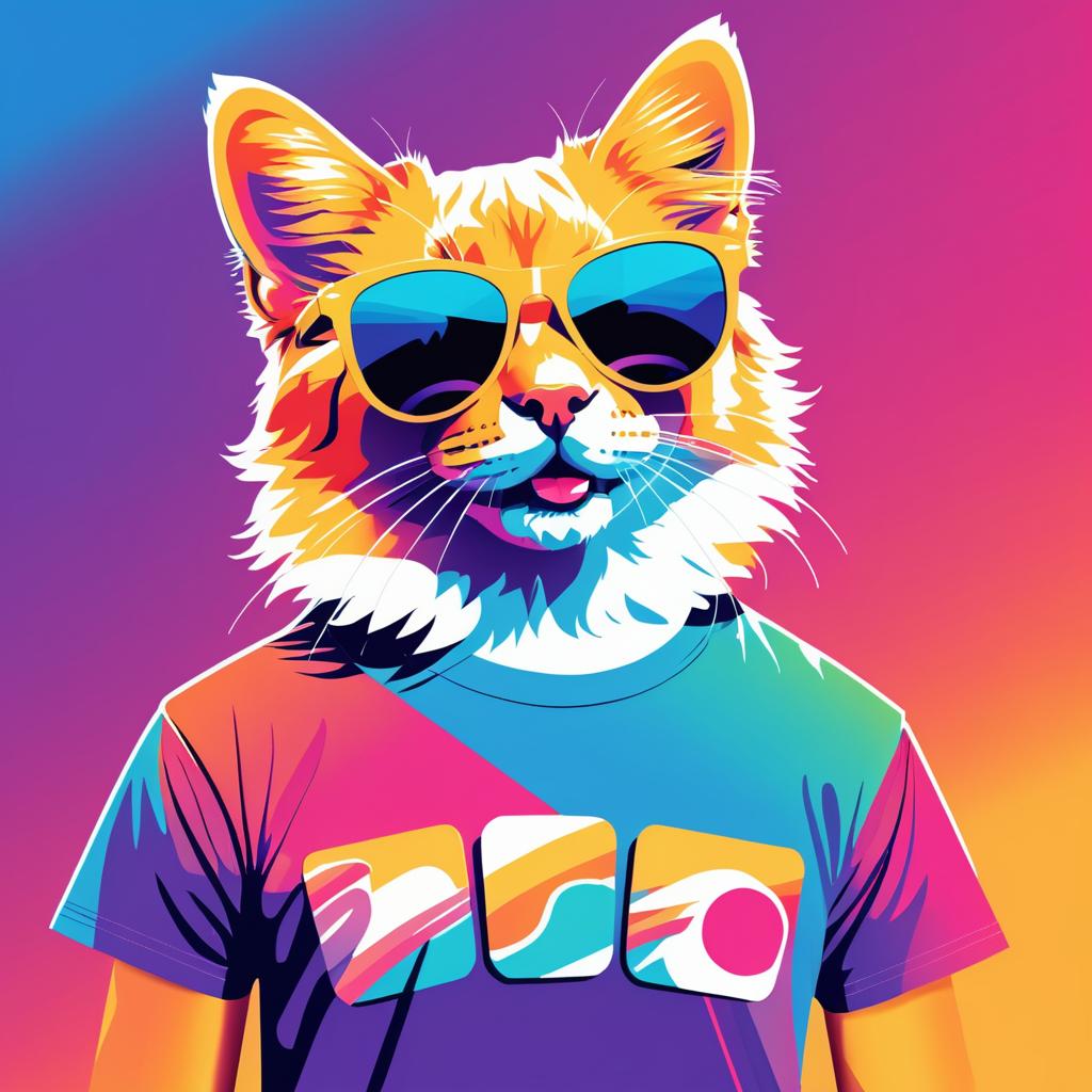 Playful Retro Cat T-Shirt Design