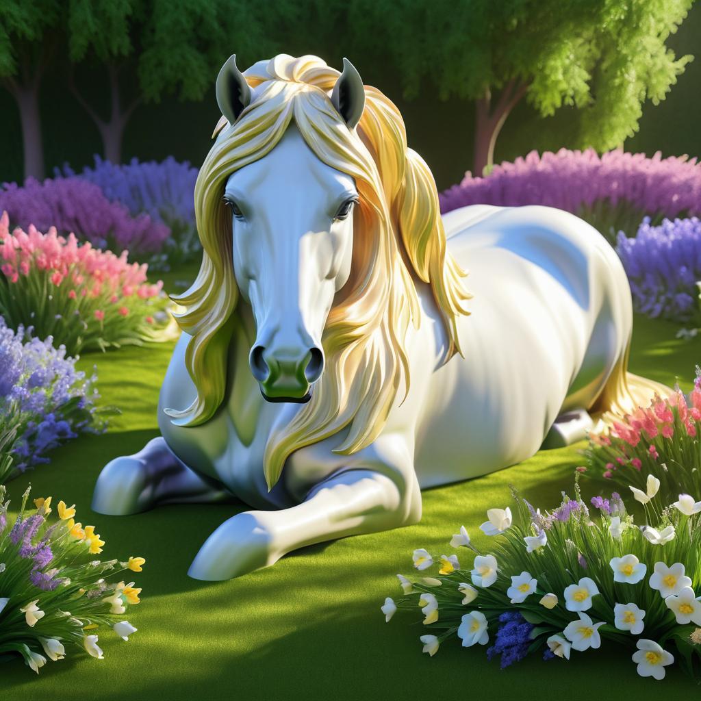 Majestic Horse in Blooming Serenity