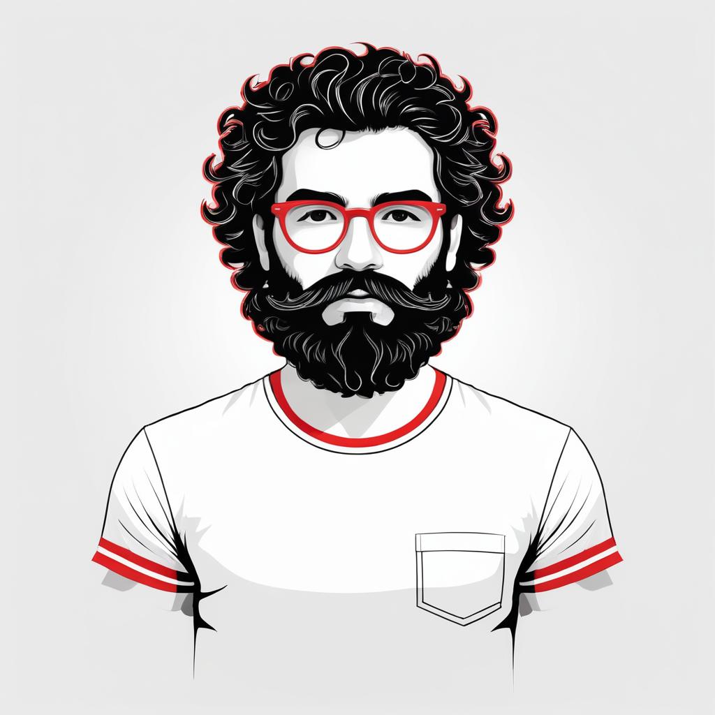 Minimalist Logo of a Bearded Artist