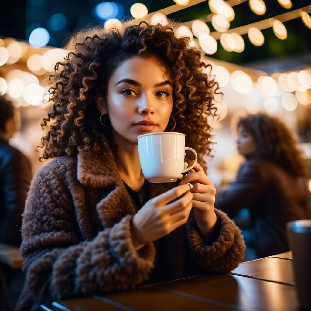 Stunning Woman at Aesthetic Night Market