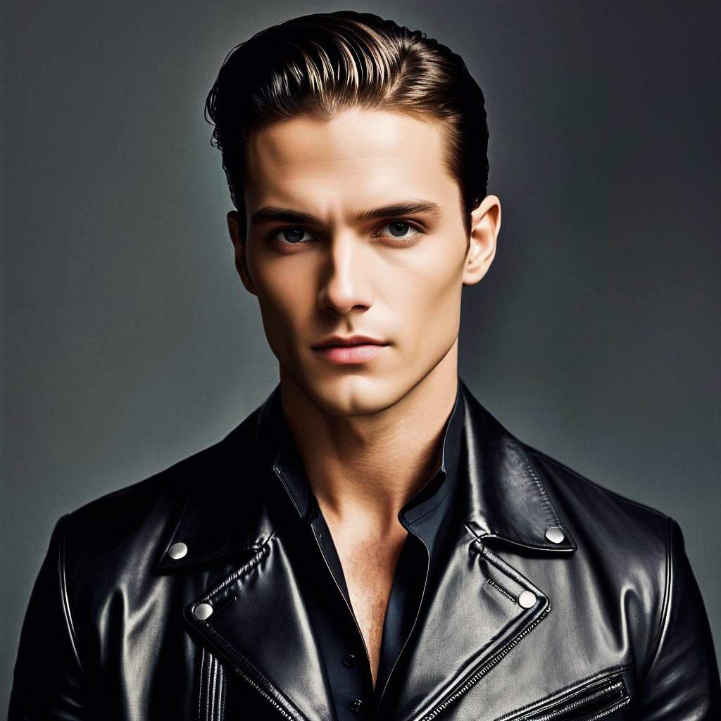 Chiseled Jawline Man in Leather Jacket