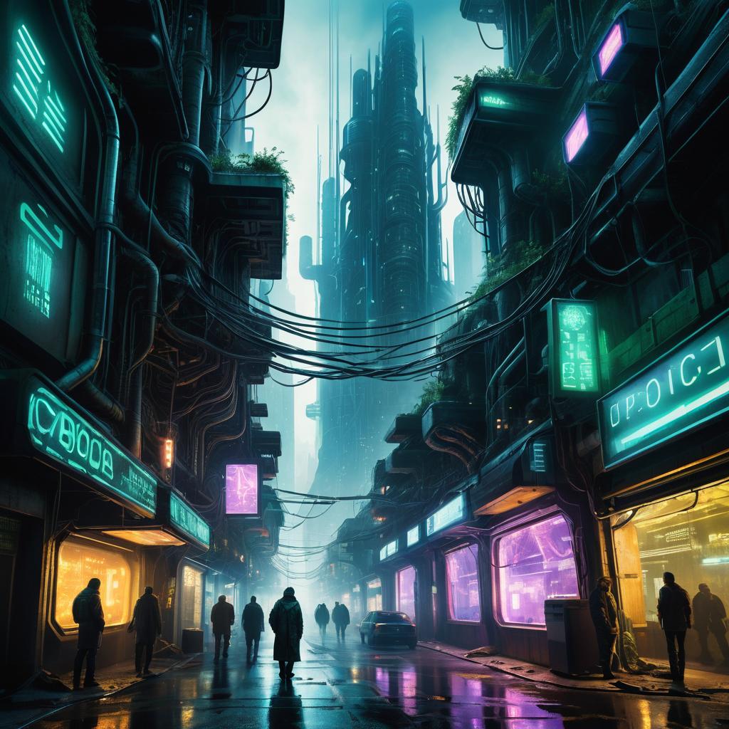 Navigating a Biopunk Neon Cityscape