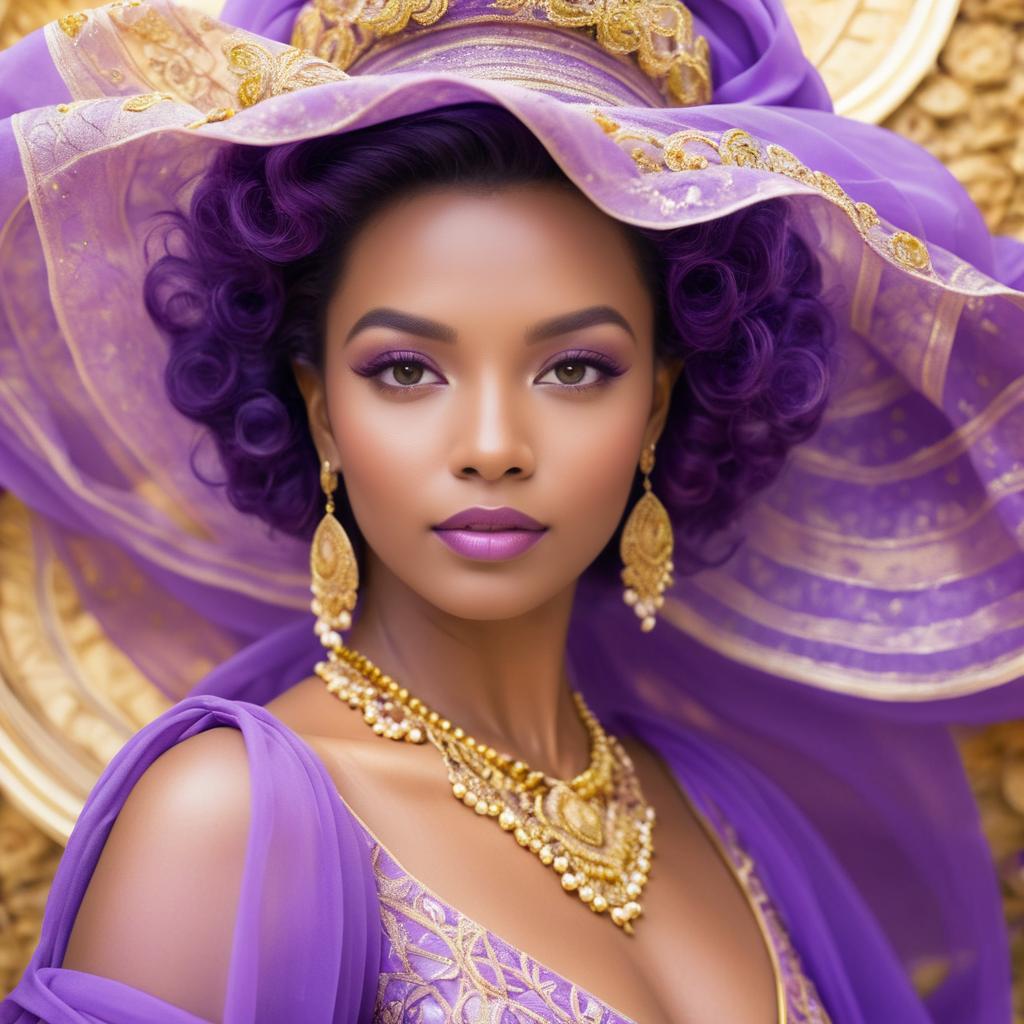 Elegant Woman in Lavender and Gold