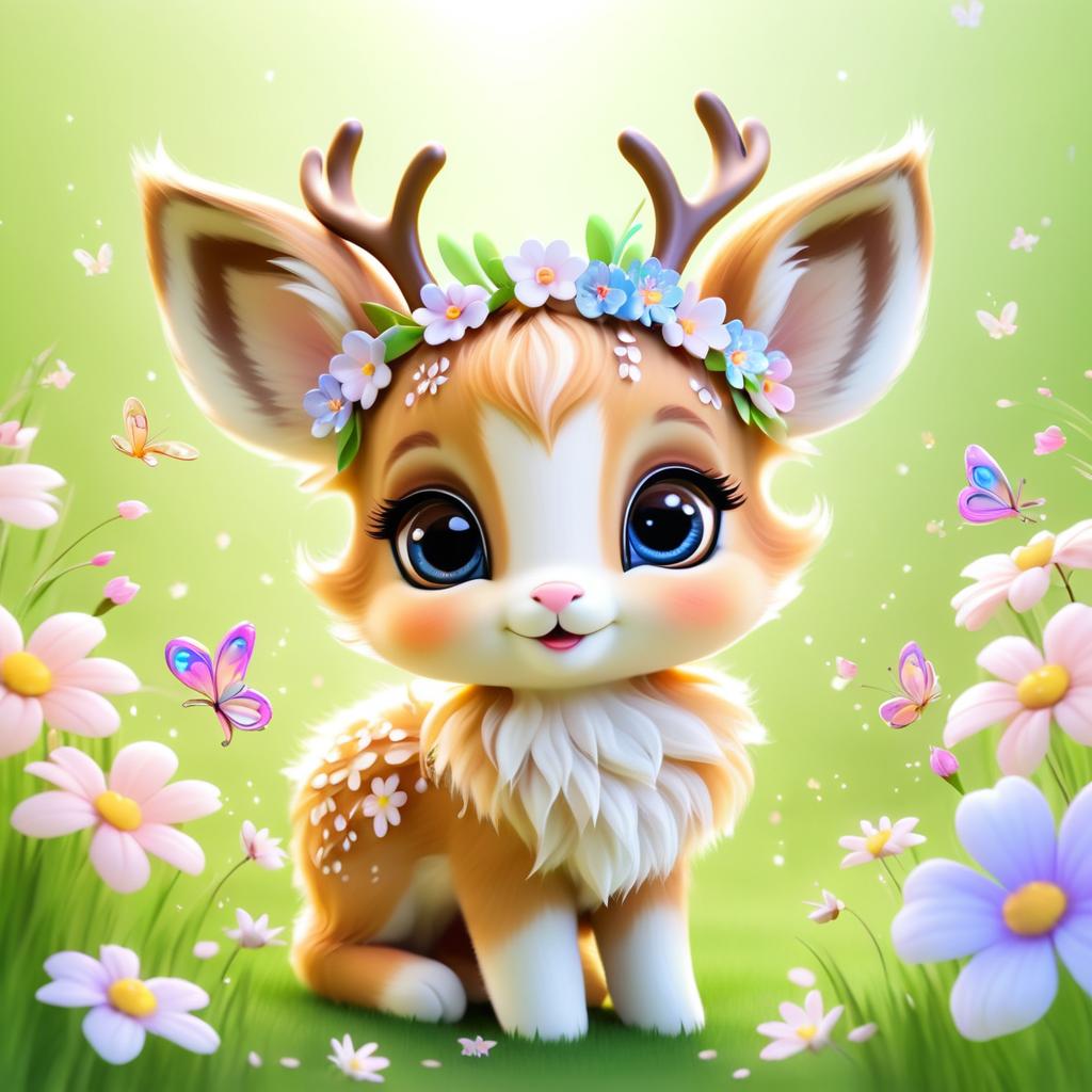 Adorable Fawn Surrounded by Nature