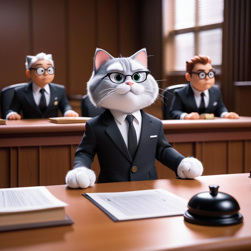 Nervous Cat in Animated Courtroom Drama