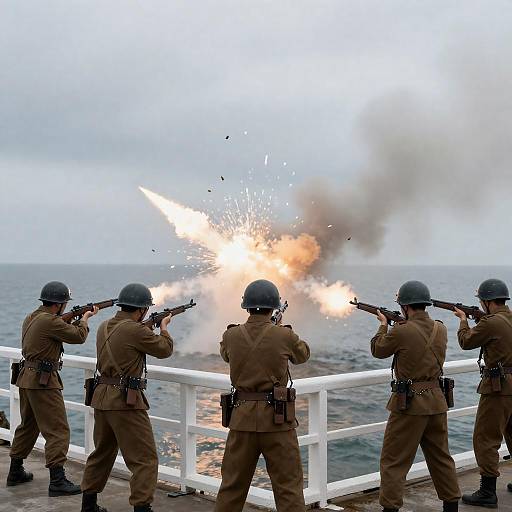 Intense Military Action on the Pier