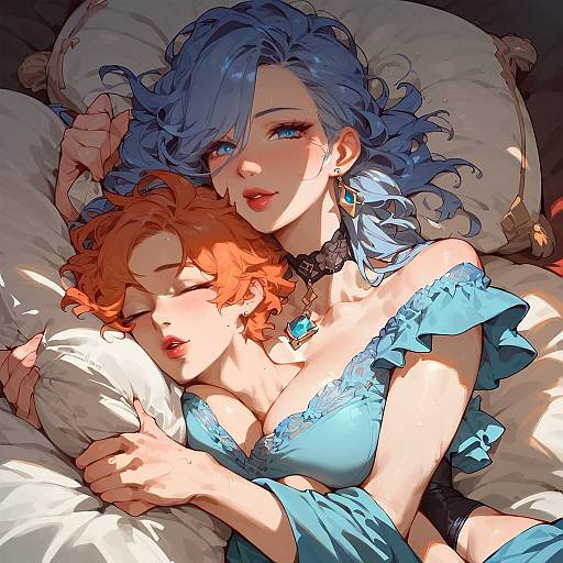 Anime Style Embracing Couple