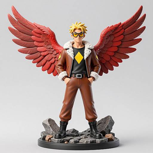 Dynamic Dude Statue with Wings and Goggles