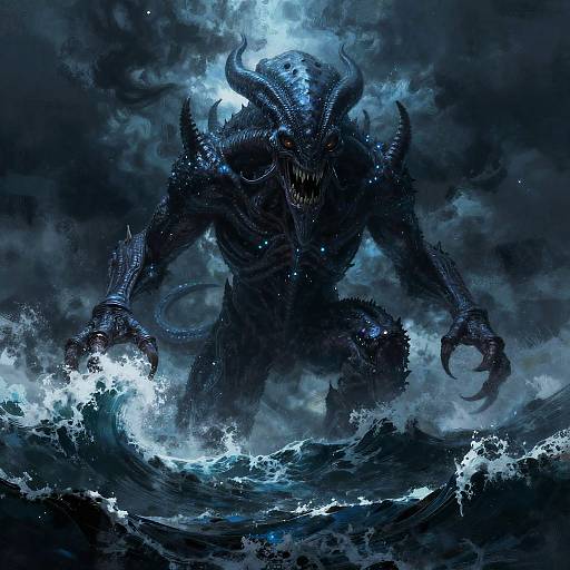 Soggoth Beneath Stormy Ocean Waves
