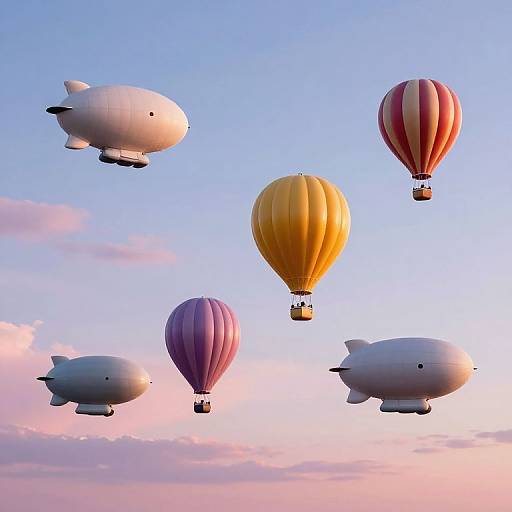 Whimsical Blimps in Dreamy Sky