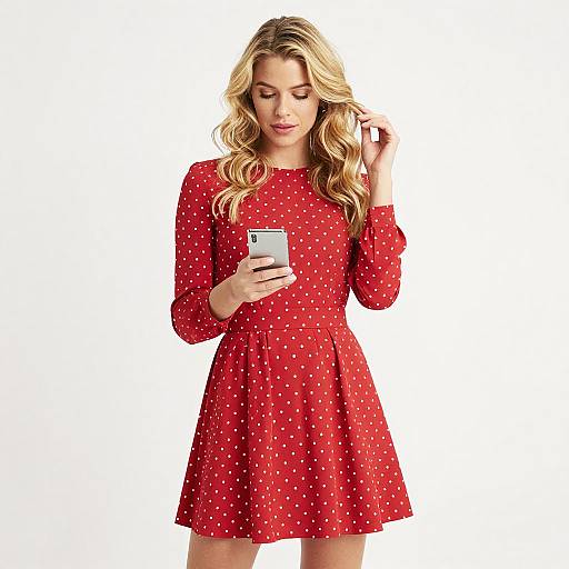 Blonde Woman in Red Polka-Dot Dress