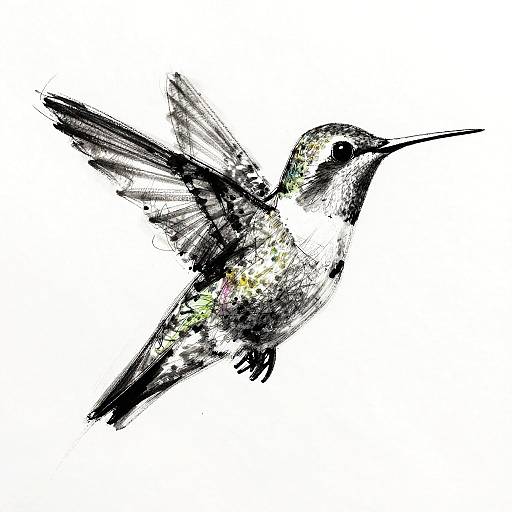 Energetic Graphite Sketch of Hummingbird