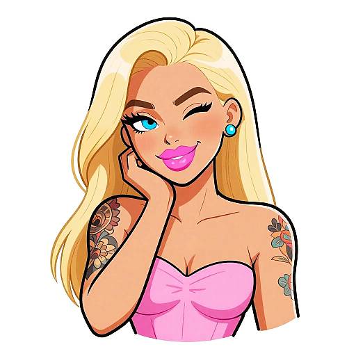 Confident Blonde Cartoon Woman