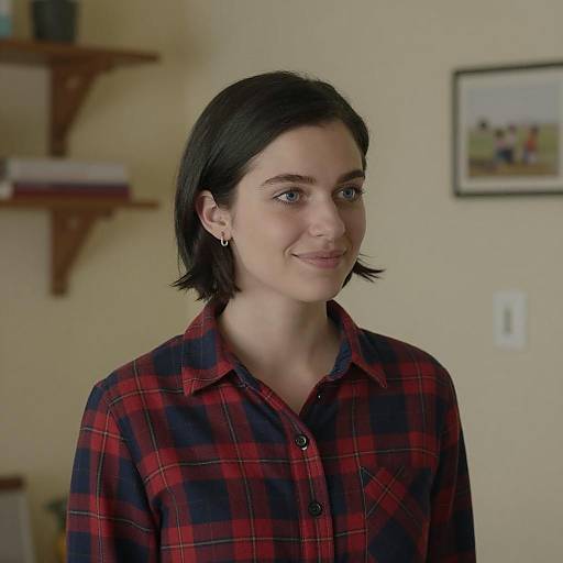 Portrait of a Young Woman in Plaid