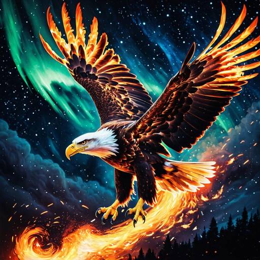 Fiery Eagle Under Celestial Aurora Fiery Eagle Under Celestial Aurora