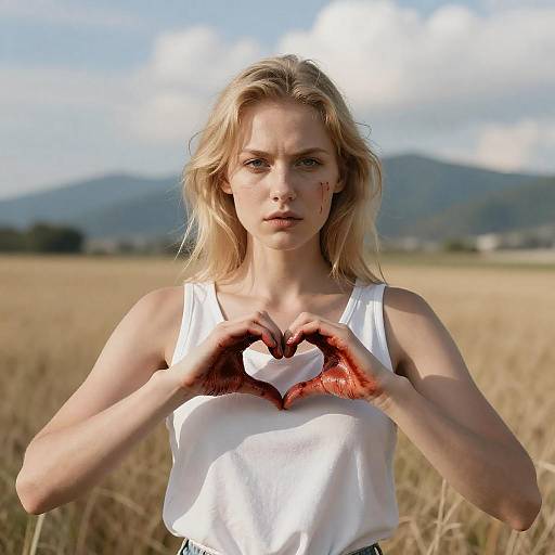 Intense Blonde Woman in Golden Field