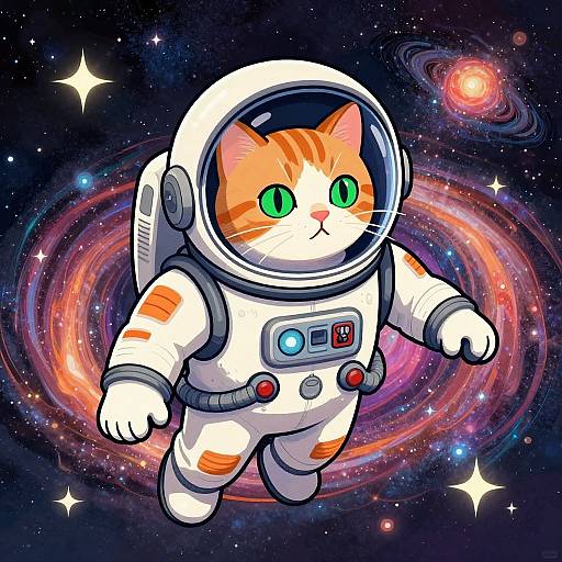 Whimsical Cat in Space Suit