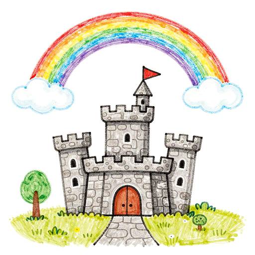Child's Cheerful Castle Drawing