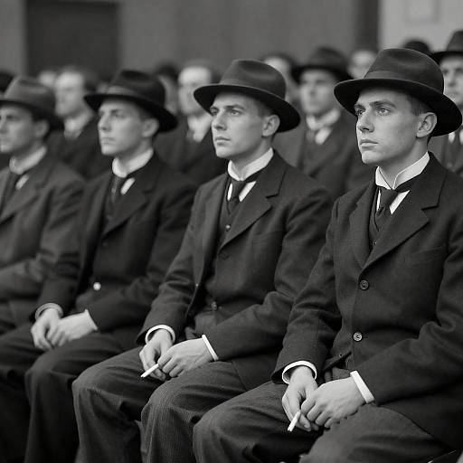 Three Men Watching an Early Film