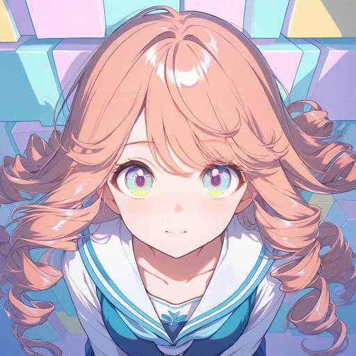 Curious Girl in Pastel Anime Portrait