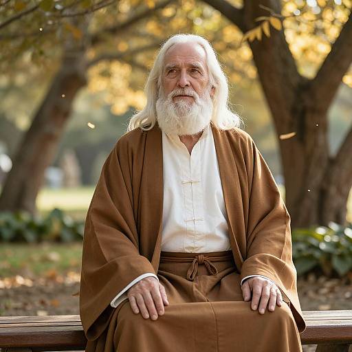 Serene Elderly Man in Sunlit Garden