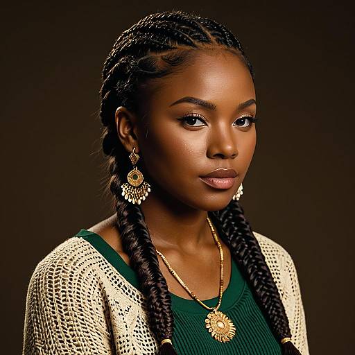 Portrait of Young Black Woman with Brown Crochet Box Braids