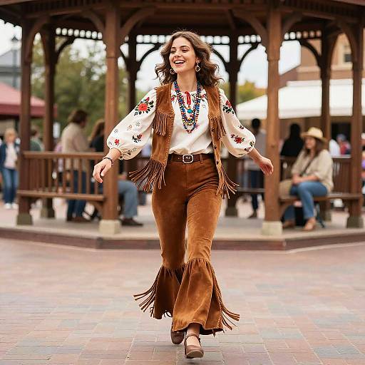 70s Folk Dancer in Vibrant Outfit