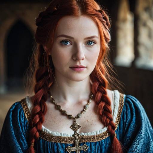Realistic Medieval Girl in Elegant Dress