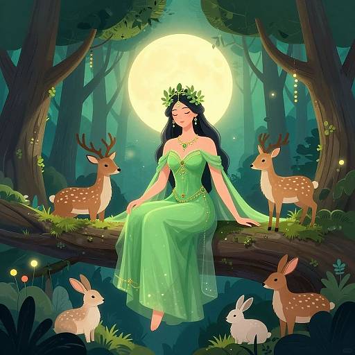 Mystical Goddess in Enchanted Forest