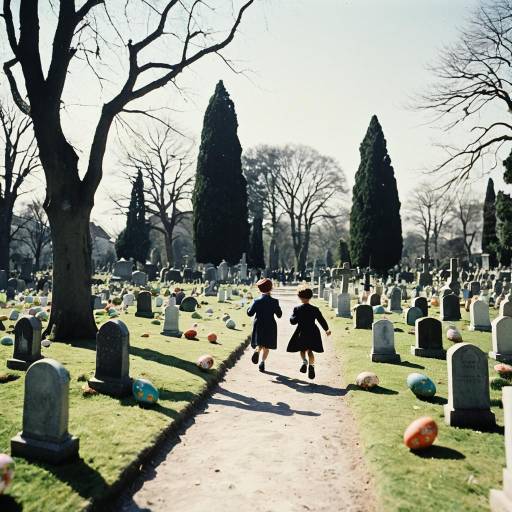 Vintage Easter Egg Hunt in Cemetery