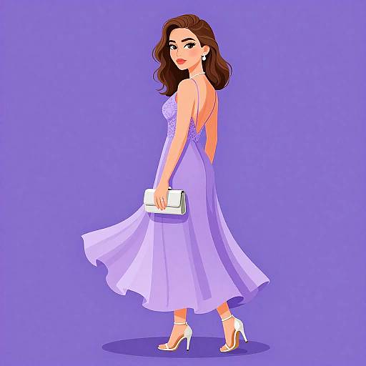 Elegant Woman in Lavender Chiffon Dress