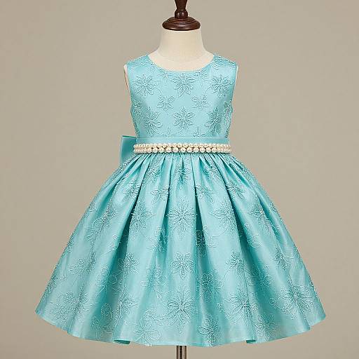 Elegant Turquoise Floral Beaded Dress