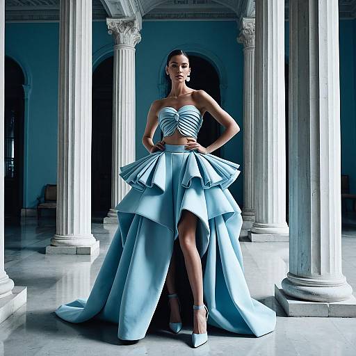 Avant-Garde Powder Blue Couture Gown
