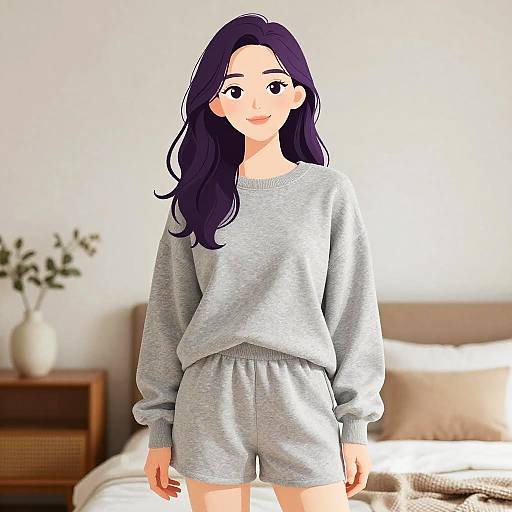 Cozy Casual Woman in Grey Loungewear