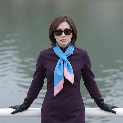 Stylish Woman by Greenish Water