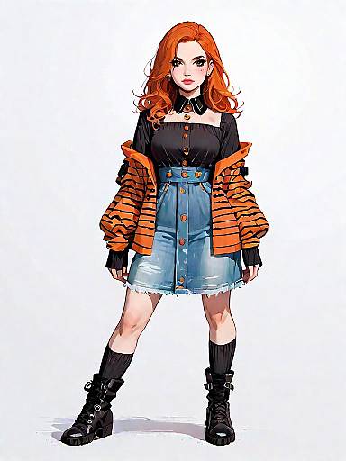 Fashionable Woman in Casual Streetwear