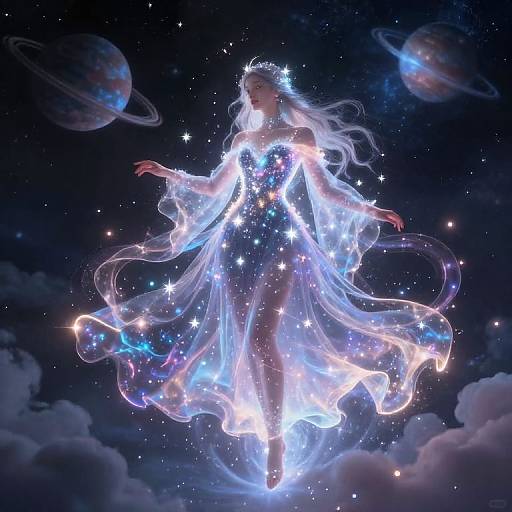 Ethereal Cosmic Gown with Stars