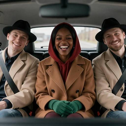 Joyful Car Ride with Friends
