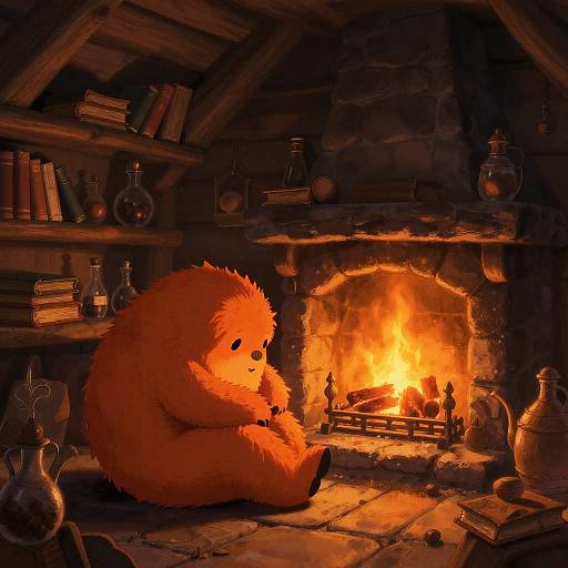 Whimsical Ghorm by Cozy Fireplace