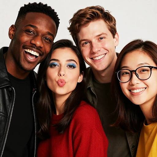 Cheerful Friends Close-Up Photograph