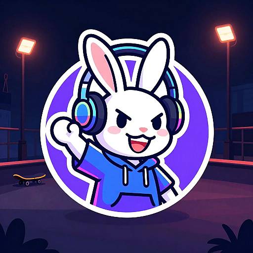 Neon Vector Graffiti Rabbit Avatar
