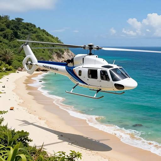 Helicopter Over Scenic Coastal Landscape