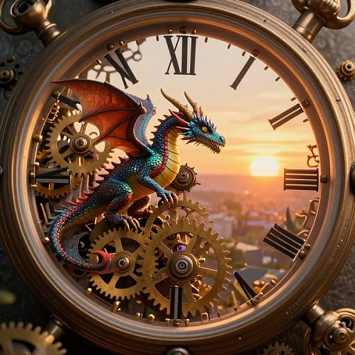 Dragon's Journey Inside Giant Pocket Watch